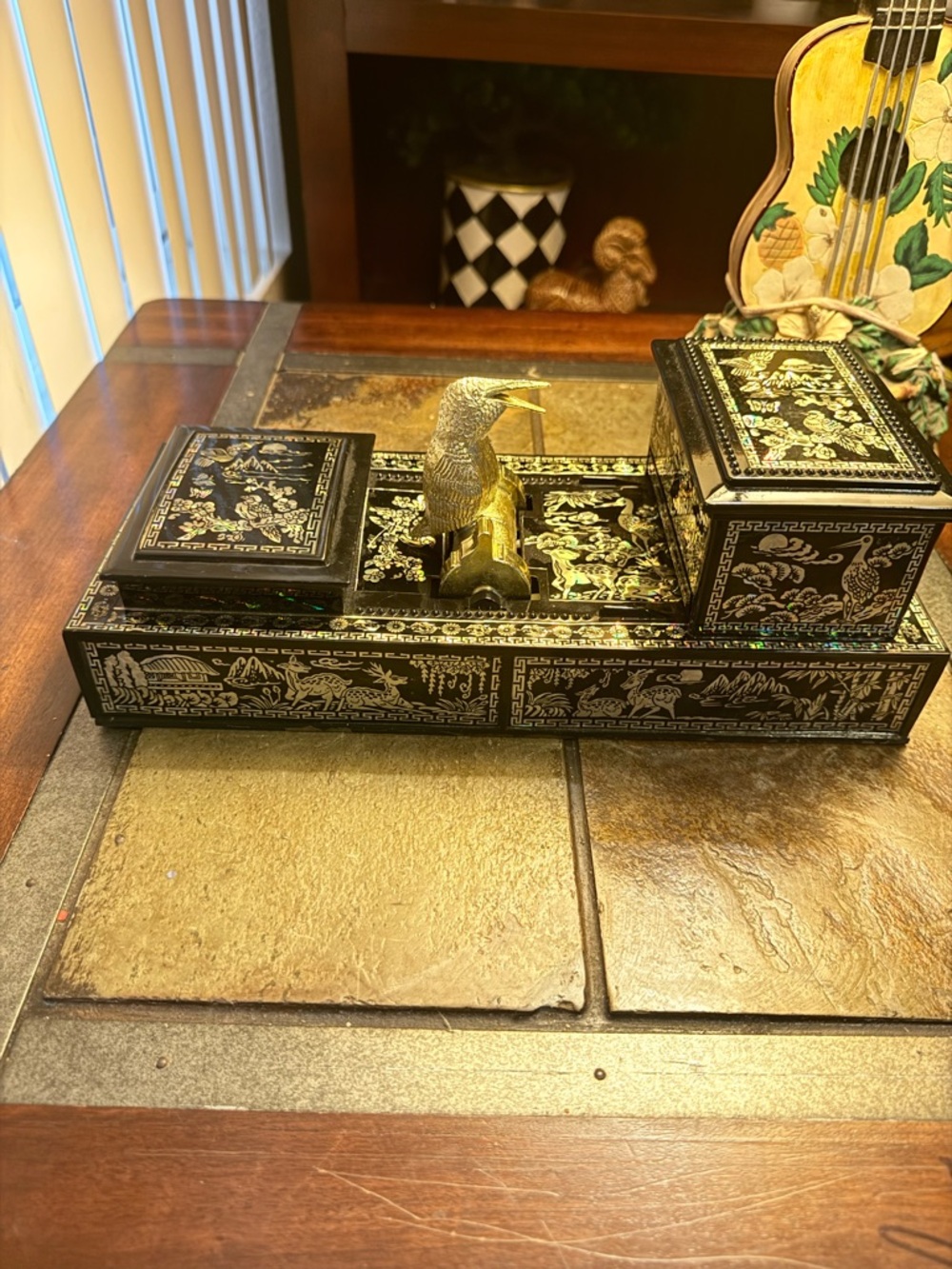 Vintage cigarette box and ash tray